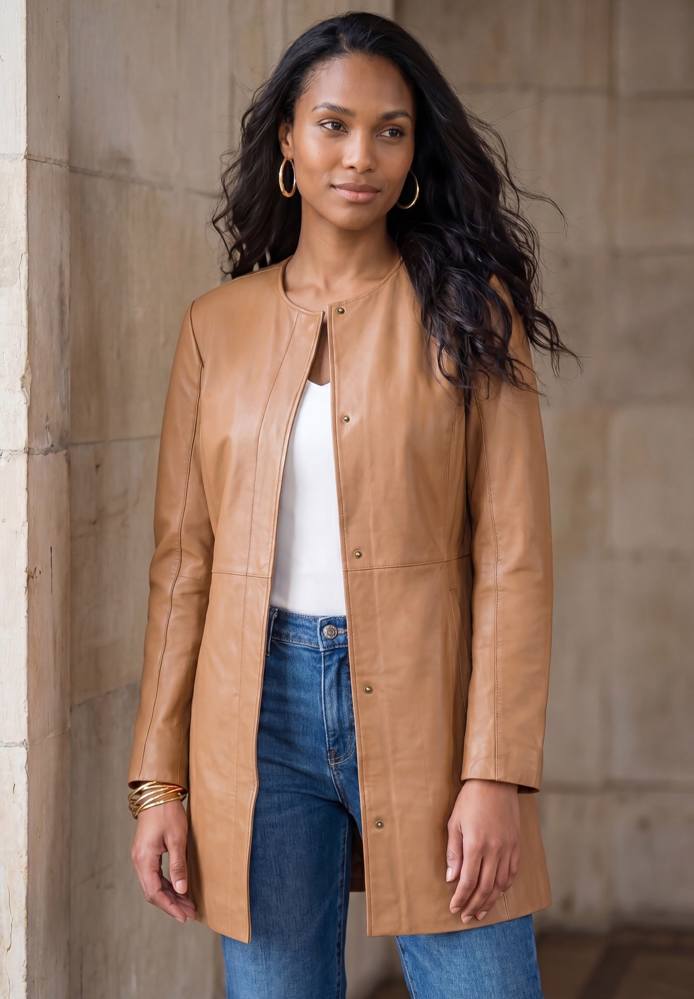Three-Quarter Leather Jacket image number 0