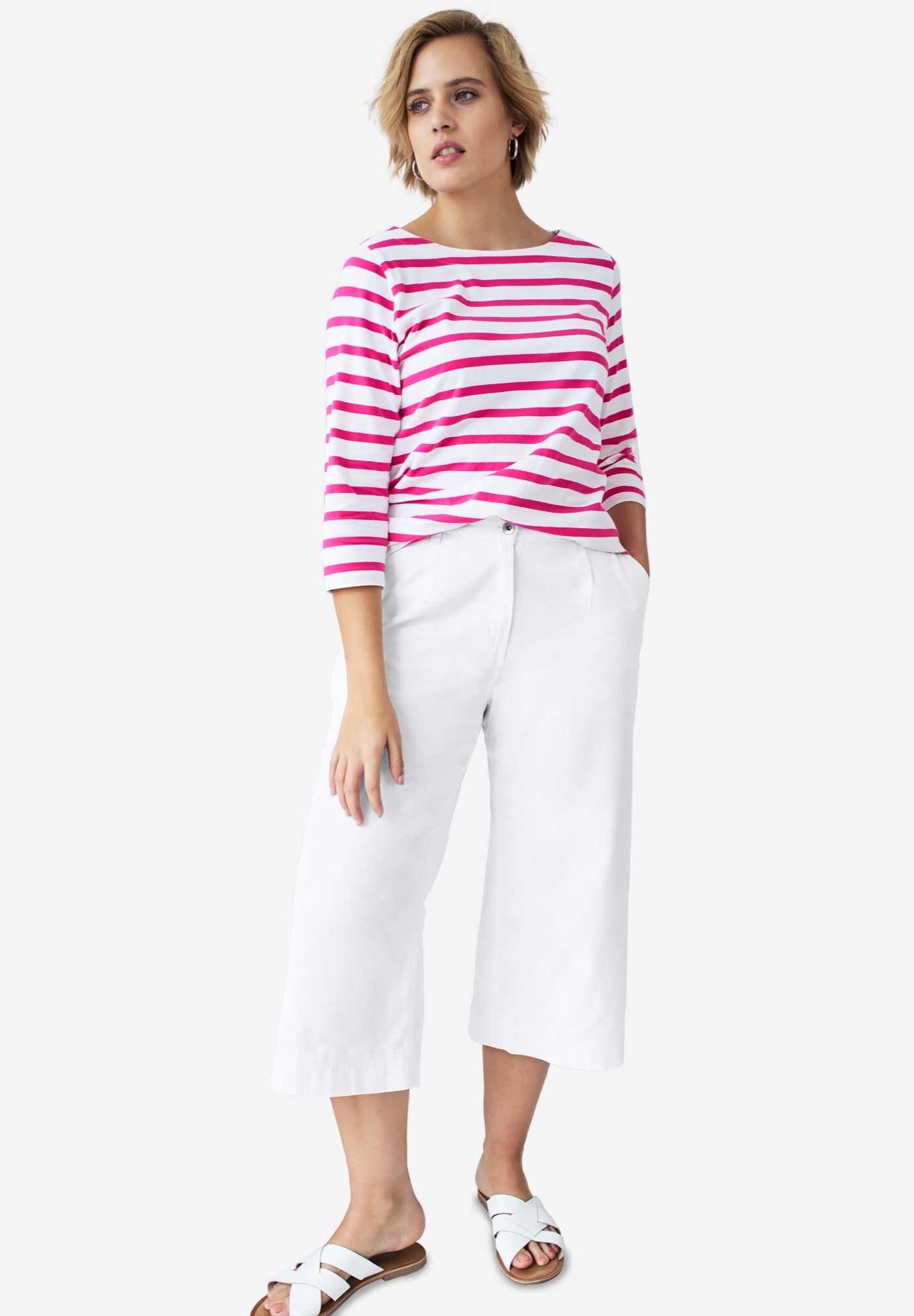 Lightweight Wide-Leg Crop Mid-Rise Jeans image number 0