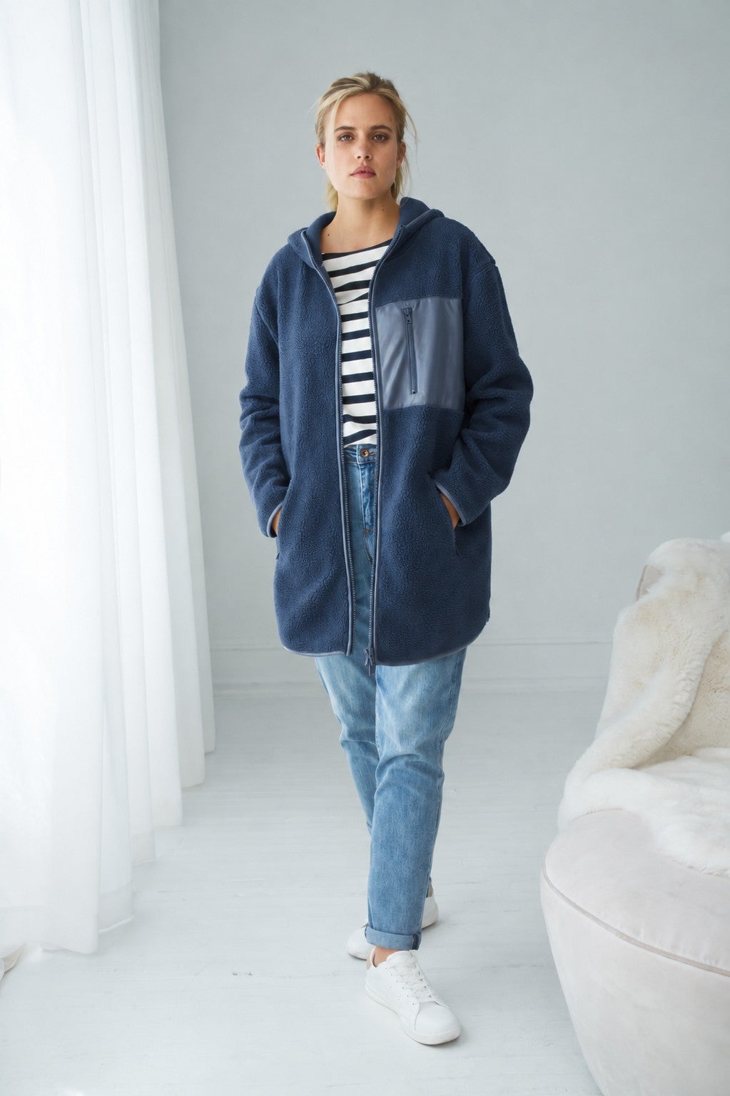 Zip Front Hooded Sherpa Jacket image number 0