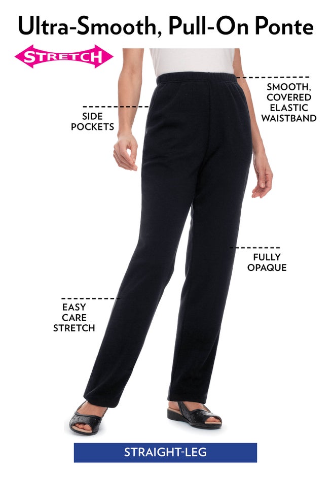 Straight-Leg Stretch Ponte-Knit Pull-On Pants image number 2