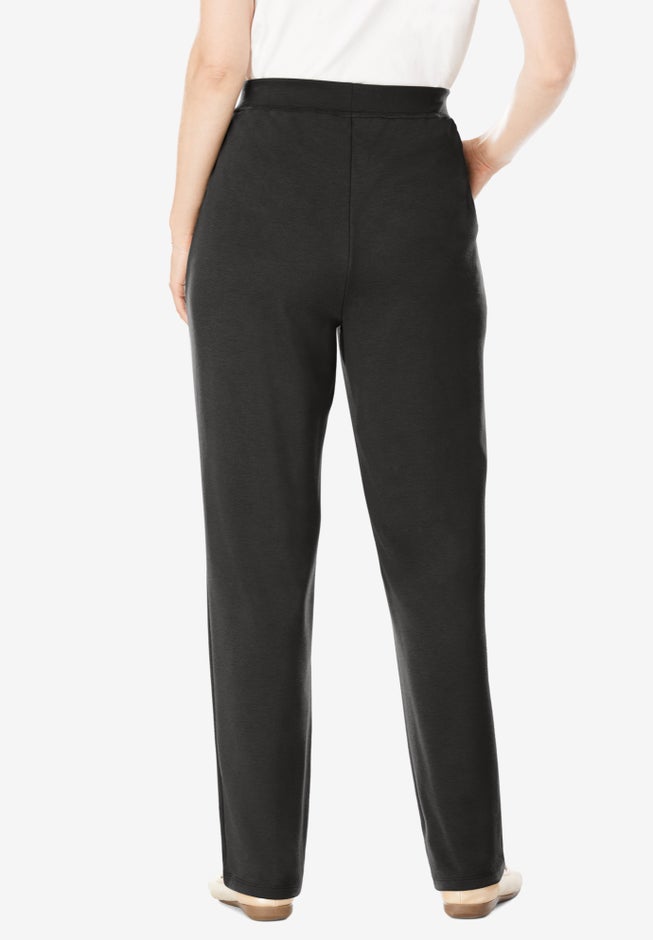 Straight-Leg Stretch Ponte-Knit Pull-On Pants image number 1