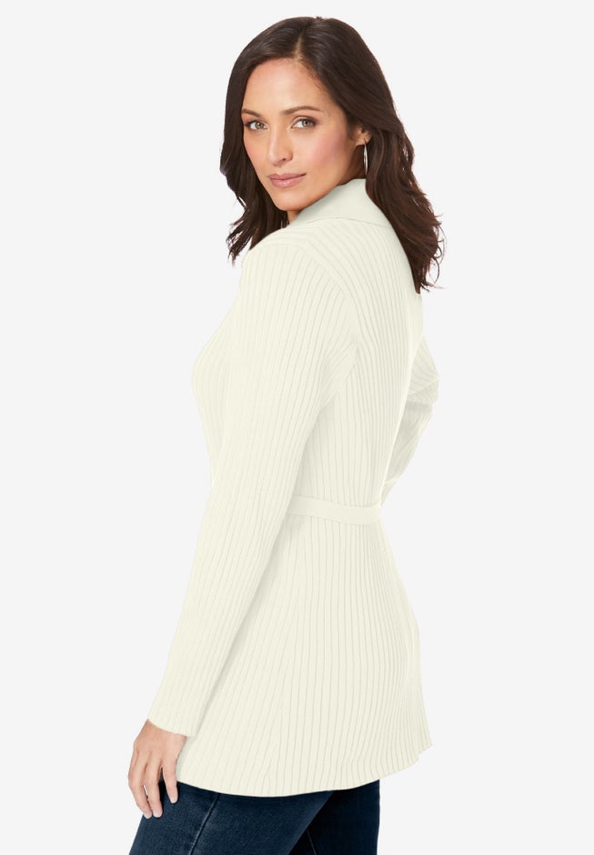 Button Down Rib Cardigan image number null