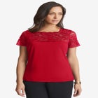 Stretch Lace Neckline Top image number 0