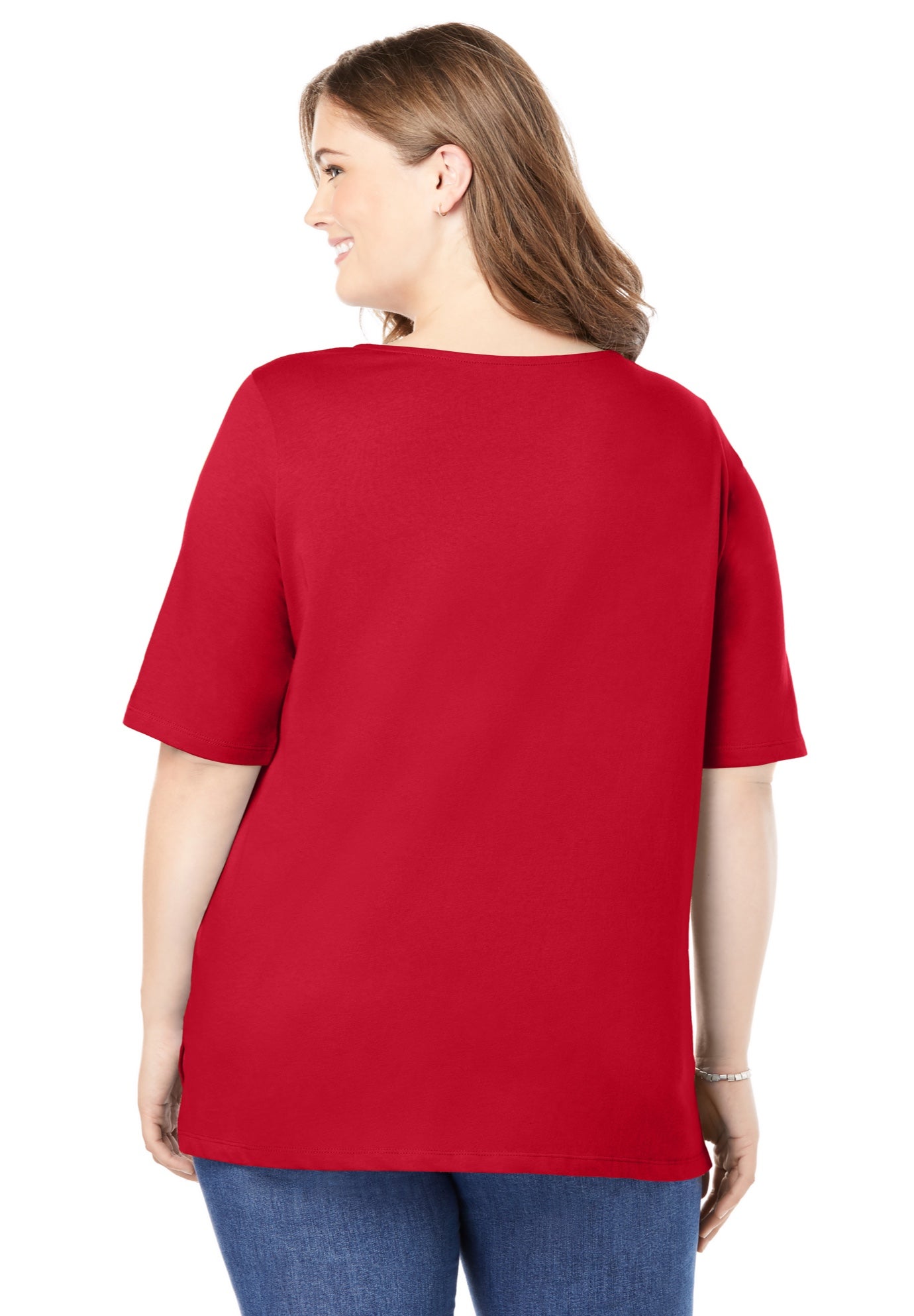Perfect Elbow-Sleeve Square-Neck Tee image number 1