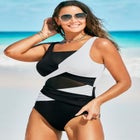 Mesh Colorblock Wrap One Piece Swimsuit image number 0