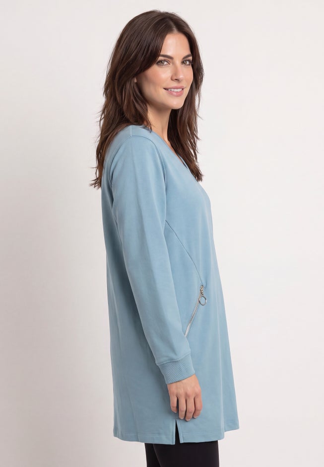 Zip Pocket French Terry Sweatshirt Tunic image number 2