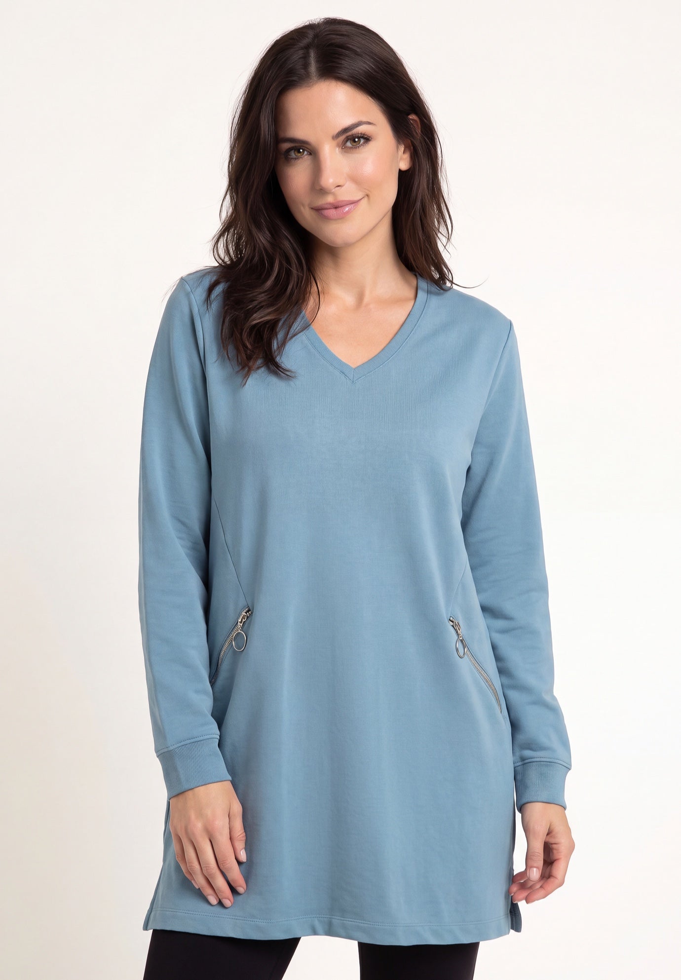 Zip Pocket French Terry Sweatshirt Tunic image number 0