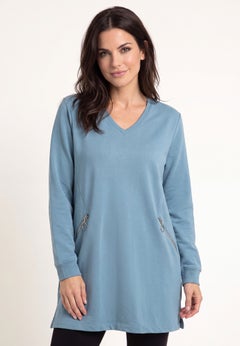 Zip Pocket French Terry Sweatshirt Tunic