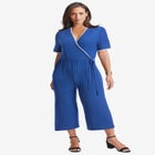 Stretch Knit Cropped Wide Leg Jumpsuit image number null