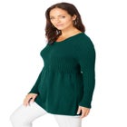 Ribbed Baby Doll Tunic Sweater image number null