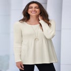 Ribbed Baby Doll Tunic Sweater image number null