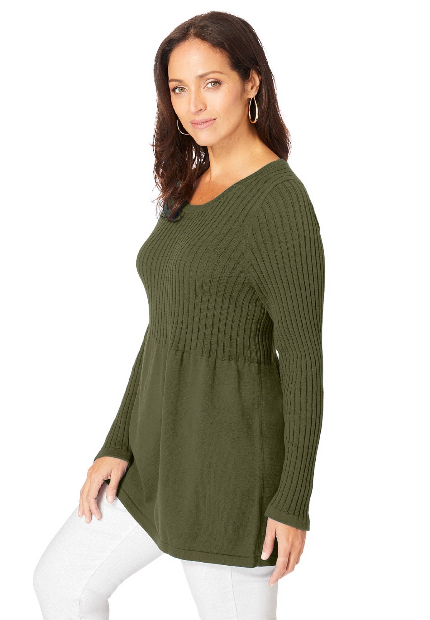 Ribbed Baby Doll Tunic Sweater image number 2