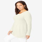 Ribbed Baby Doll Tunic Sweater image number null