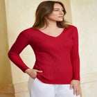 V-Neck Ribbed Sweater image number null