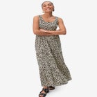 Stretch Knit Scoop Neck Sleeveless Tiered Maxi Dress image number null