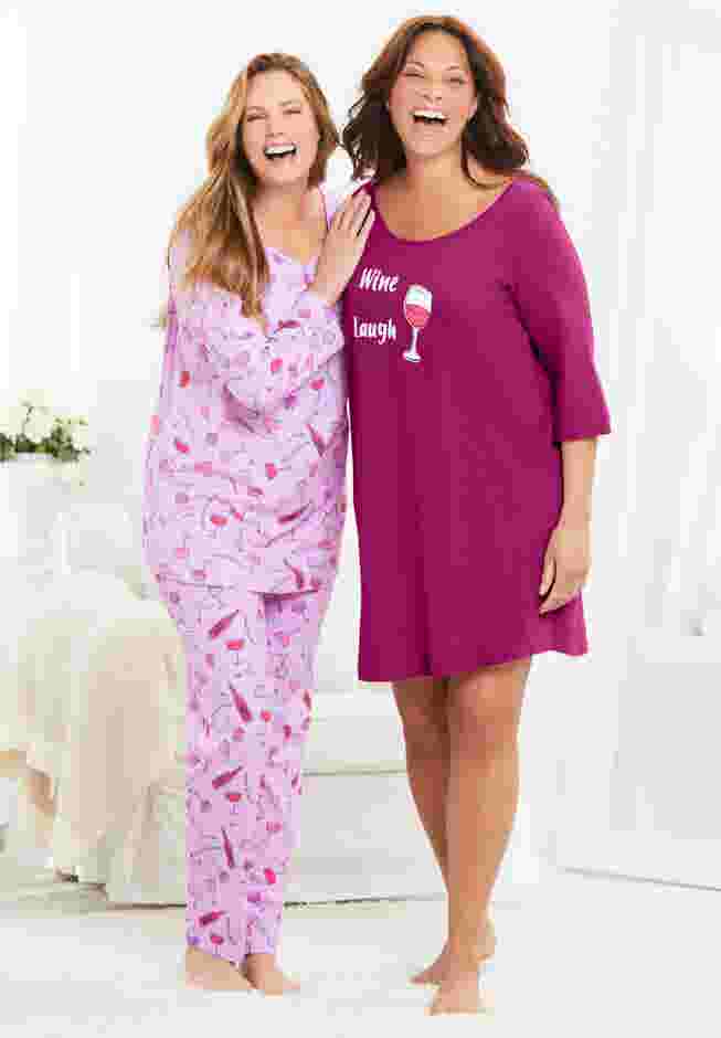 Avenue Body Three-Quarter Sleeve Pajama Set image number 5