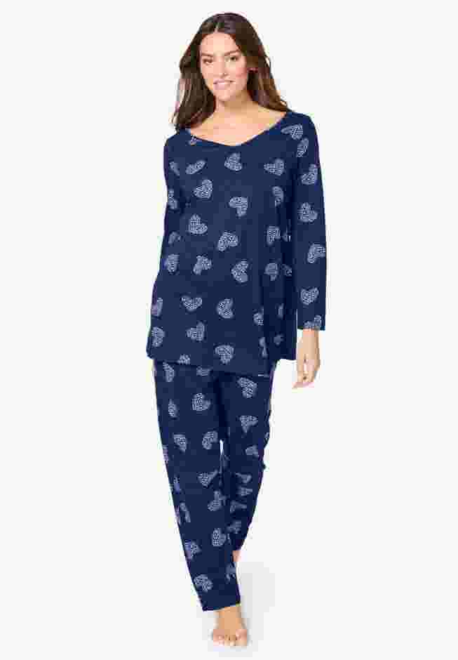 Avenue Body Three-Quarter Sleeve Pajama Set image number 4