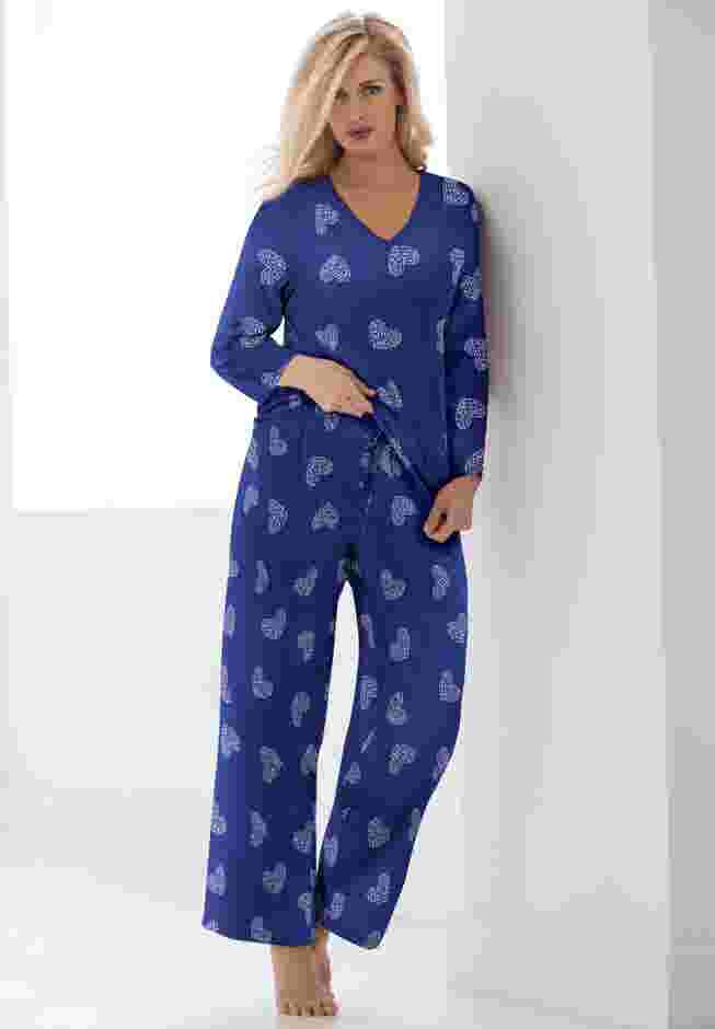 Avenue Body Three-Quarter Sleeve Pajama Set image number 0