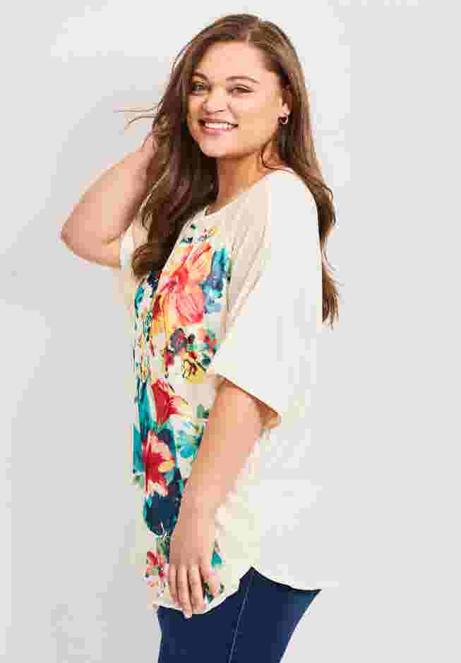 Mixed Media Floral Print Top image number 2