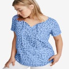 100% Cotton Slub Self-Tie Keyhole Neckline Short Sleeve Tee image number 0