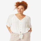 Crinkle Tie-Front Blouse image number null