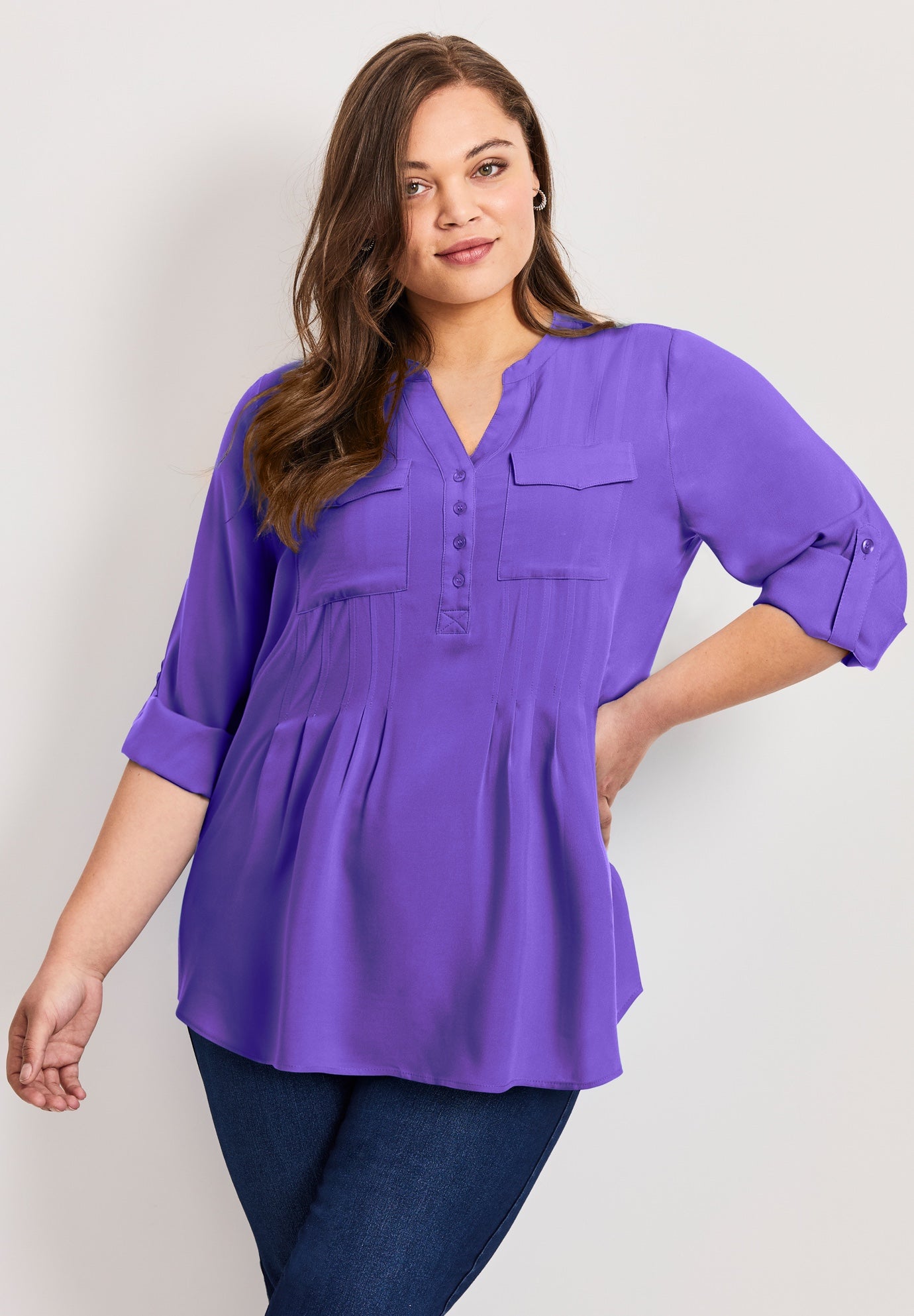 Roll Tab Pintuck Tunic image number 0