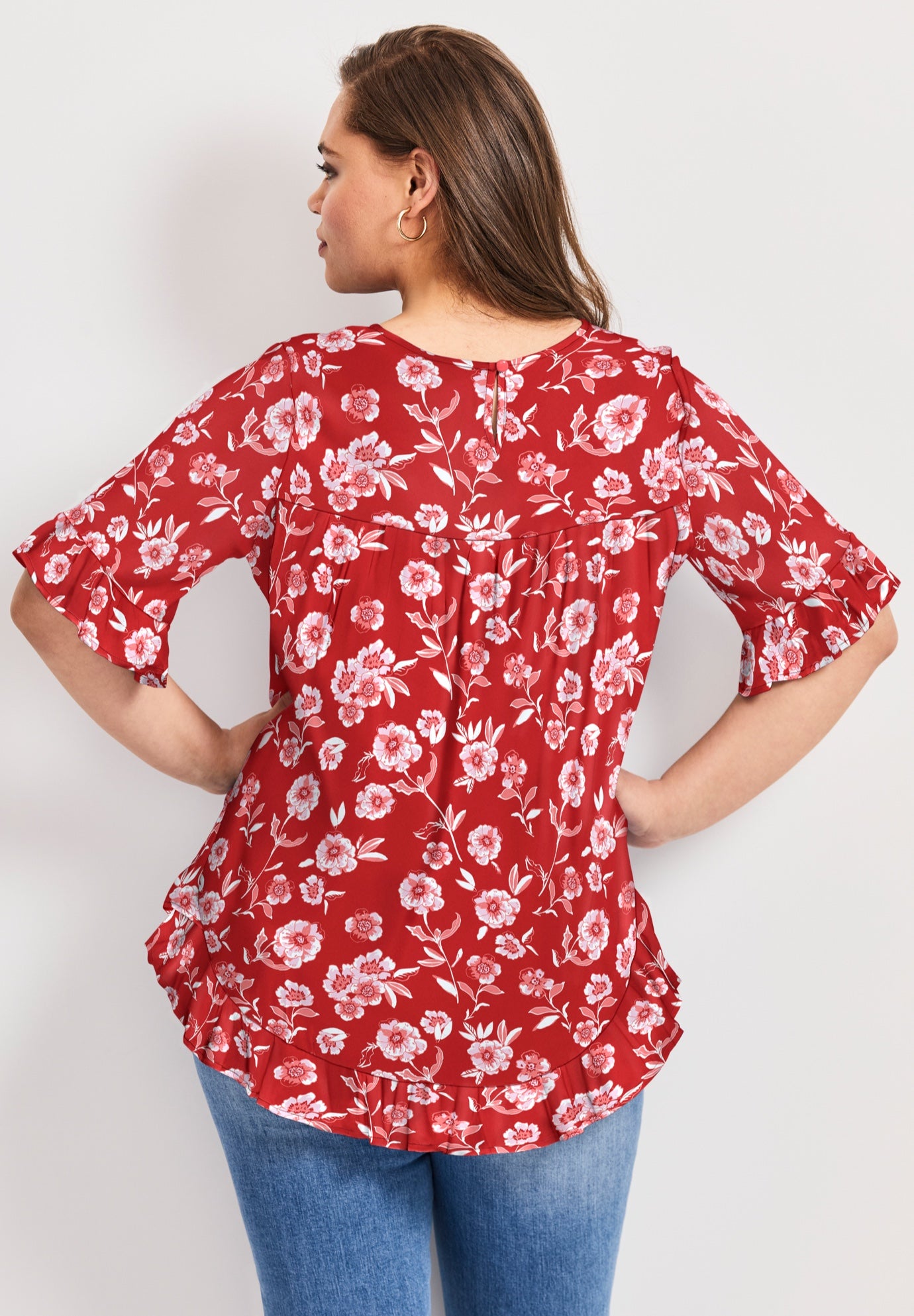 Crew Ruffle Hem Top image number 2