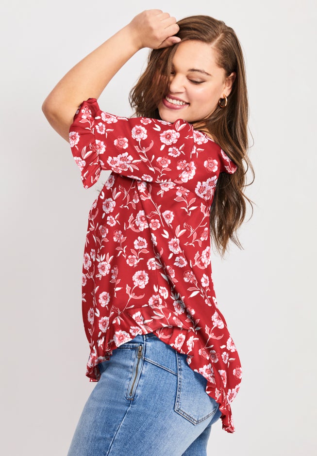 Crew Ruffle Hem Top image number 1