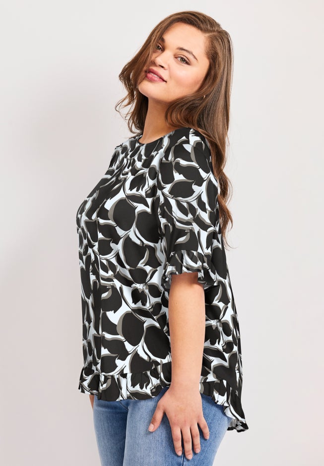 Crew Ruffle Hem Top image number 1