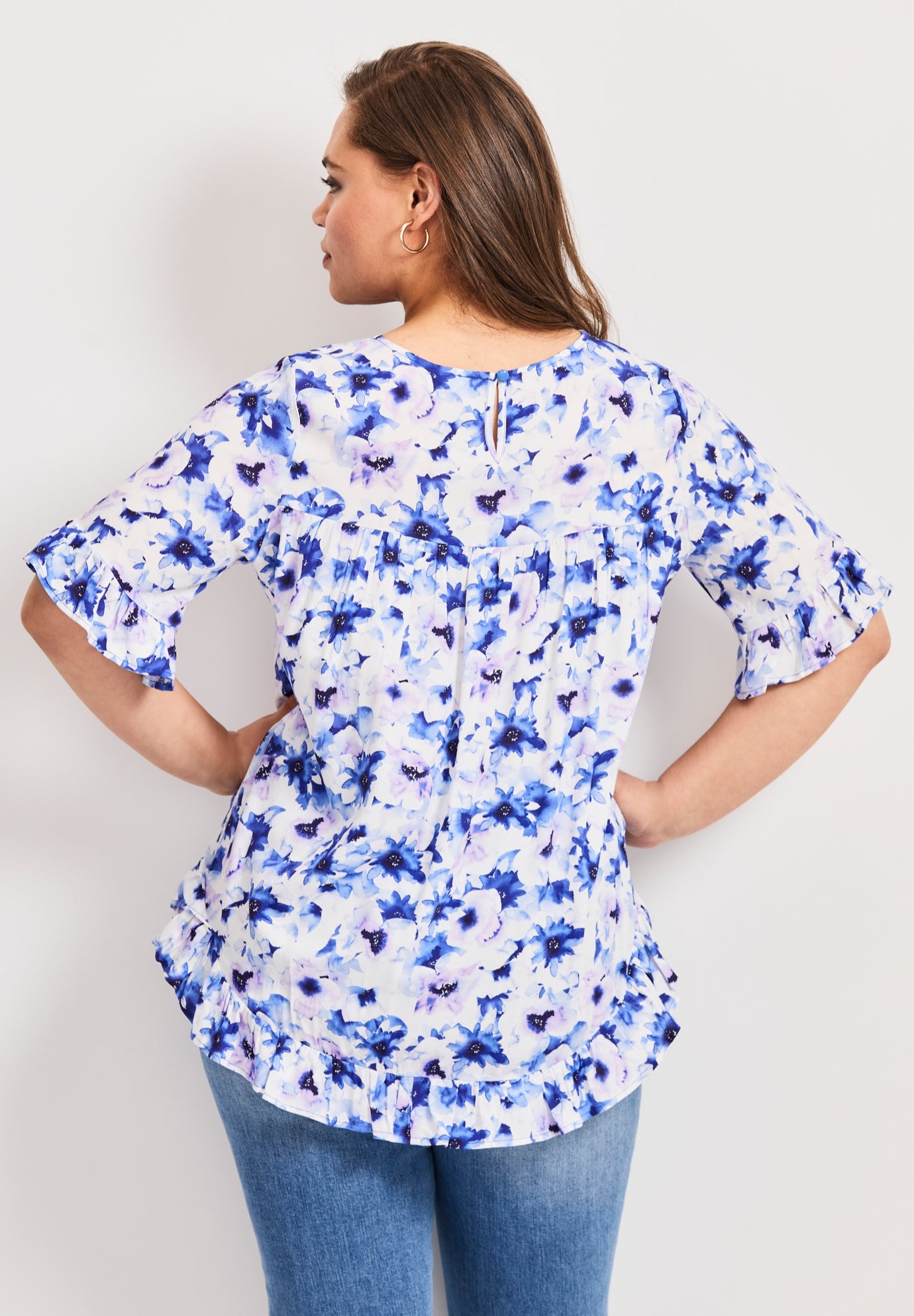 Crew Ruffle Hem Top image number 2