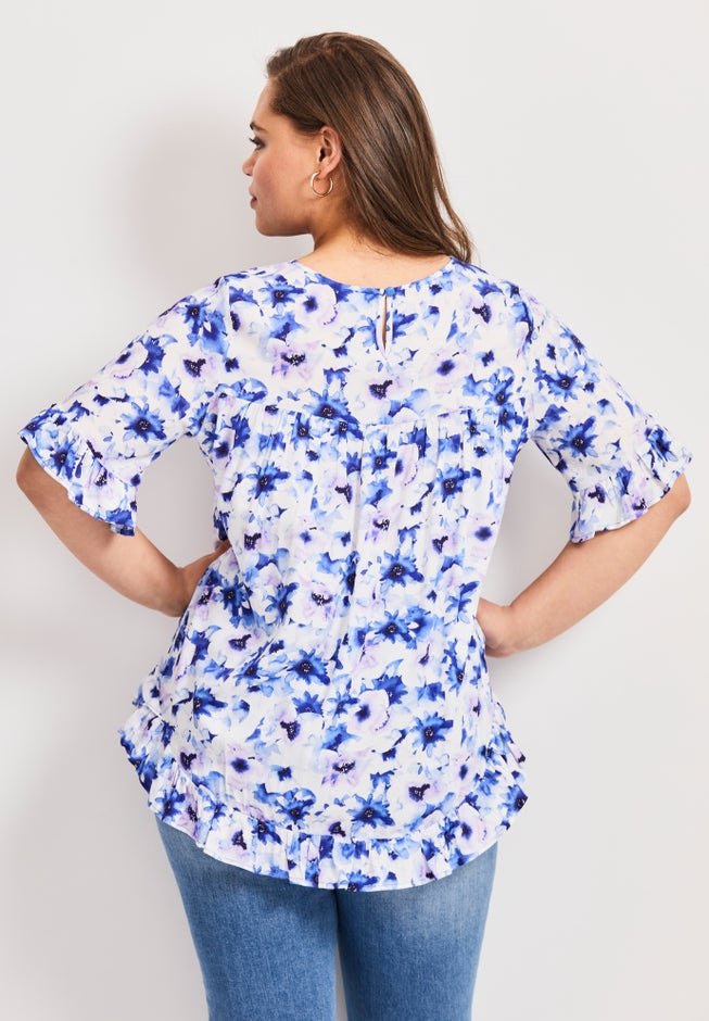 Crew Ruffle Hem Top image number 2