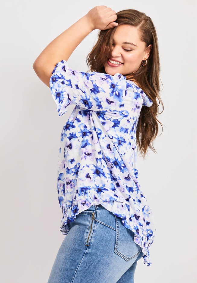 Crew Ruffle Hem Top image number 1