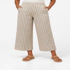 Gingham Back Elastic Wide Leg Crop Pants image number null