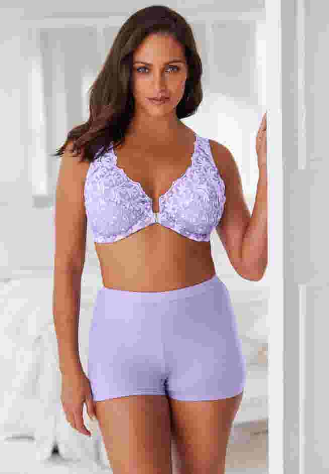 Embroidered Front-Close Underwire Bra image number 3