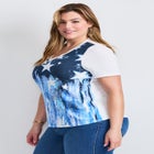 V-Neck Short Sleeve Graphic Tee image number null