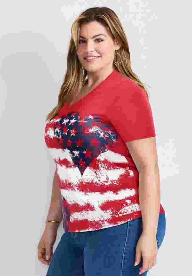 V-Neck Short Sleeve Graphic Tee image number 2