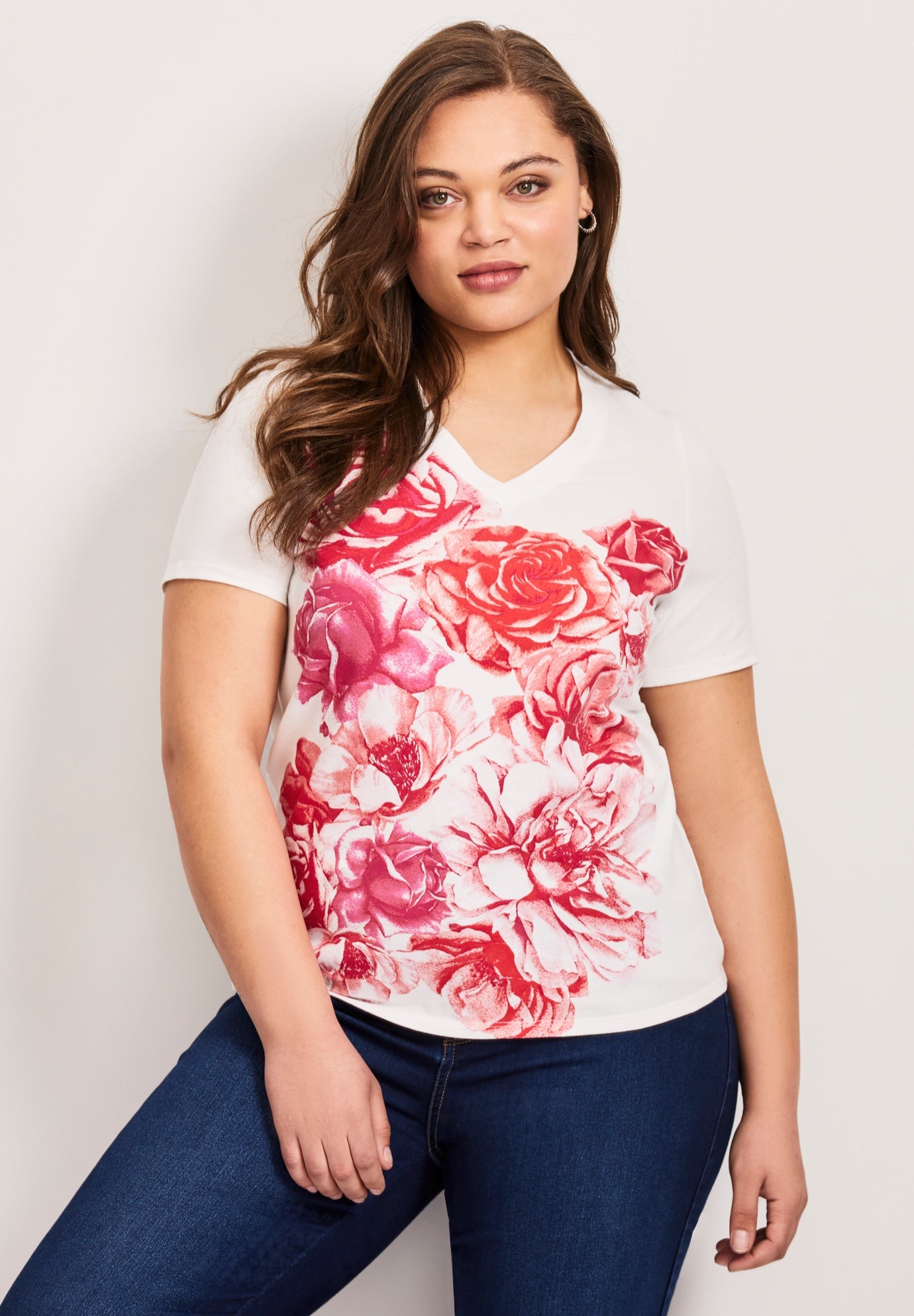 V-Neck Short Sleeve Graphic Tee image number 0