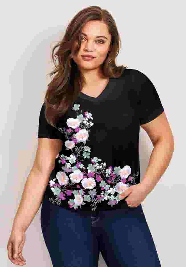 V-Neck Short Sleeve Graphic Tee image number 0