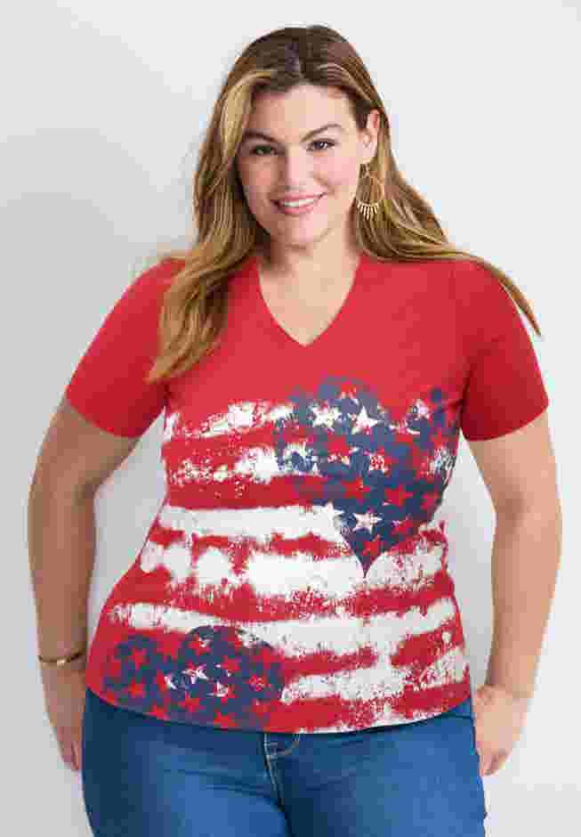 V-Neck Short Sleeve Graphic Tee image number 0