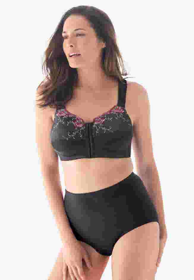 Front-Close Embroidered Wireless Posture Bra image number 8