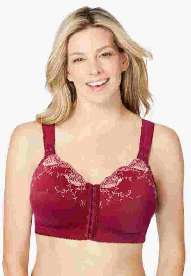 Front-Close Embroidered Wireless Posture Bra image number 6