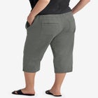 Linen-Blend Mid-Rise Ribbed Elastic Waist Straight-Leg Capris image number 1