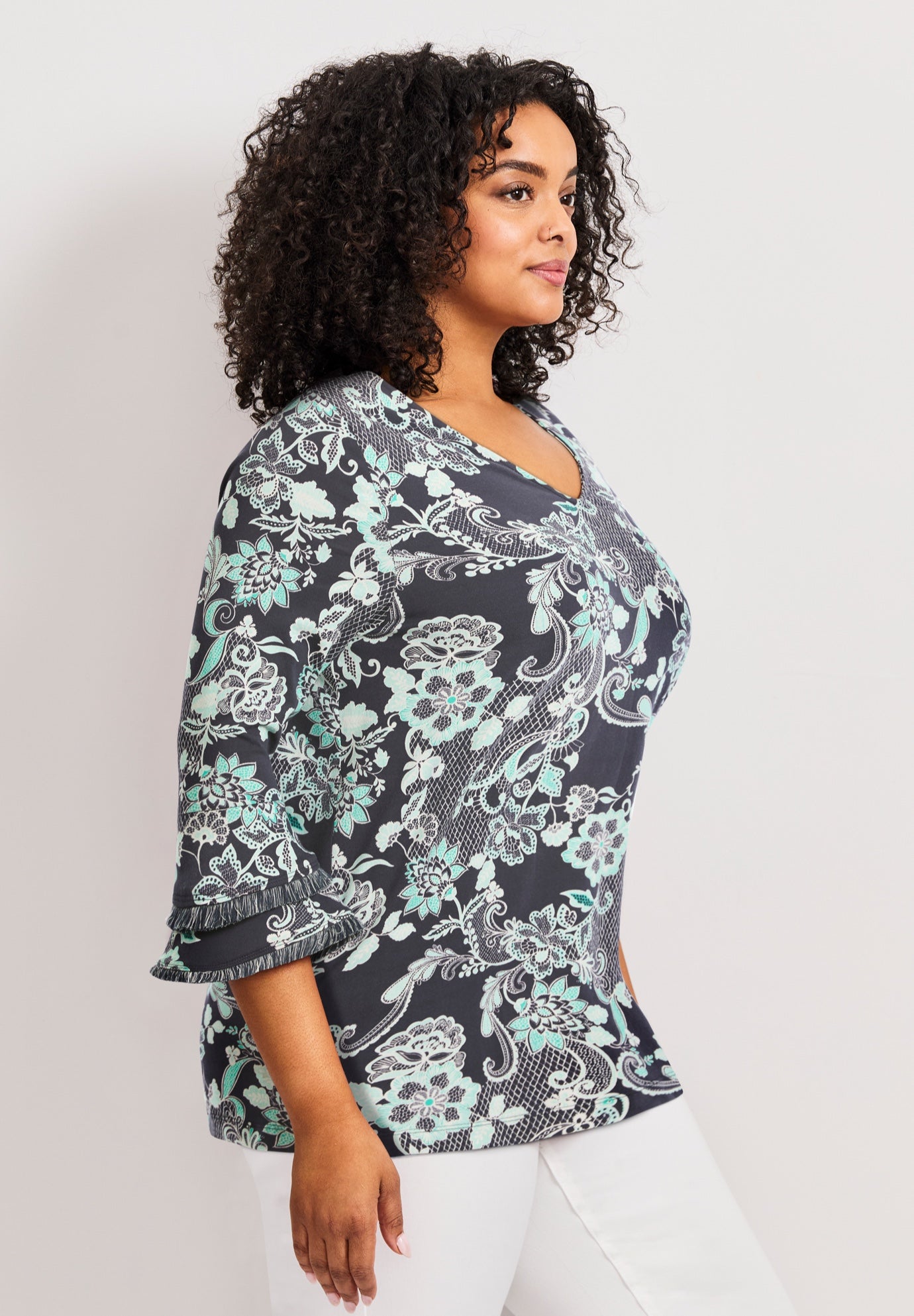 Tiered Ruffle Sleeve Top image number 2