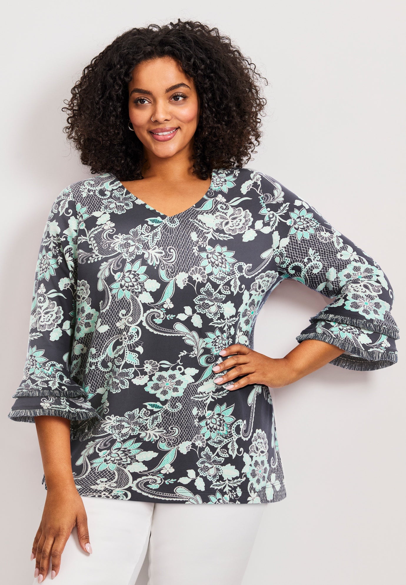 Tiered Ruffle Sleeve Top image number 0