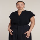 Short-Sleeve Notch Collar Blouse image number 0
