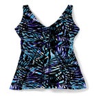 Twist-Front V-Neck Tummy Control A-Line Swim Dress image number null