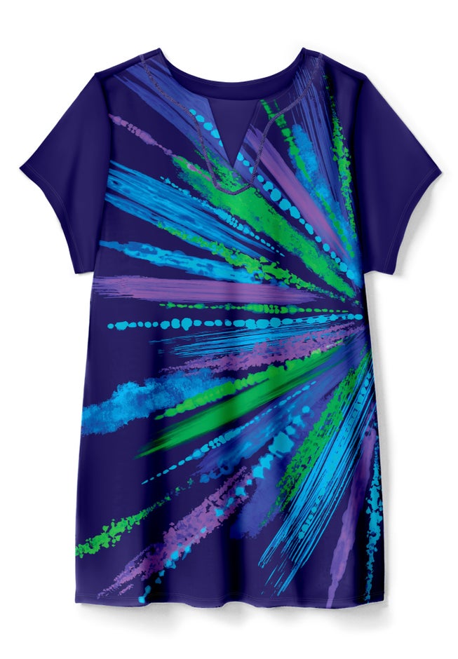 Longer Length Short-Sleeve Swim Tunic image number 2