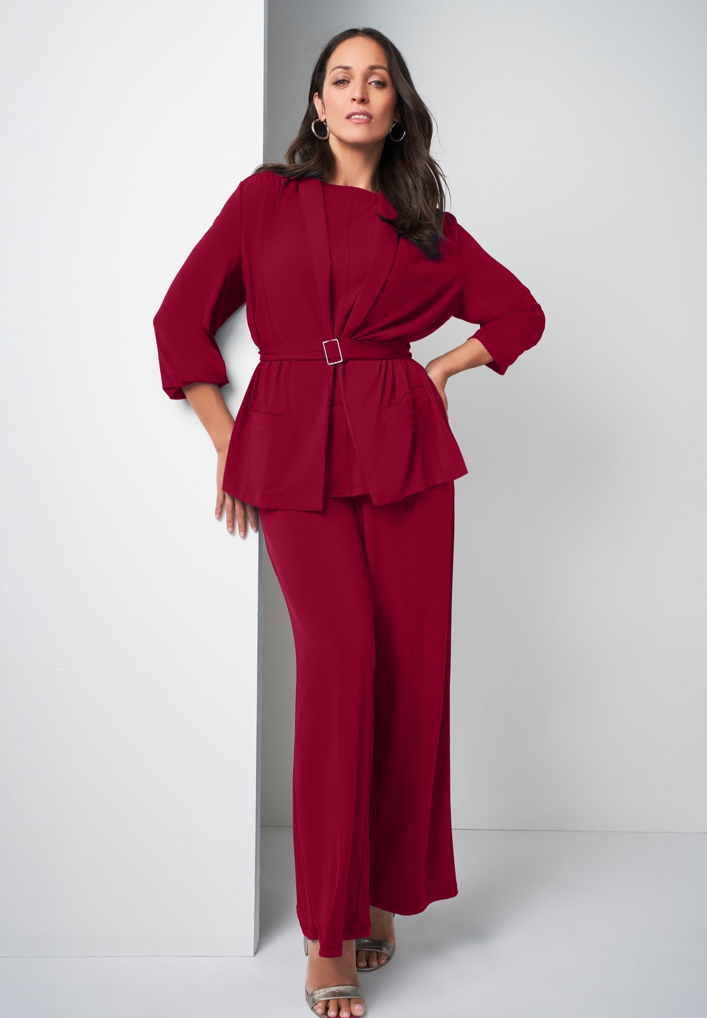 Belted 4-Piece Stretch Knit Wardrober image number 0