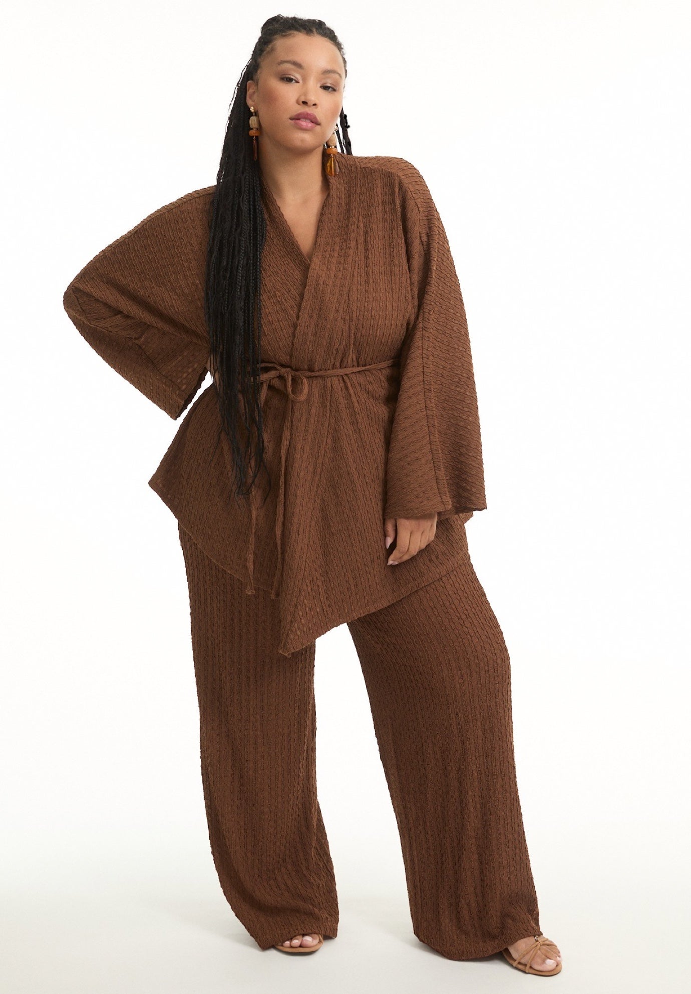Tie Waist Knitted Kimono image number 0