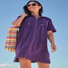 Terry Longer-Length Hooded Zip-Front Swim Cover-Up image number 0